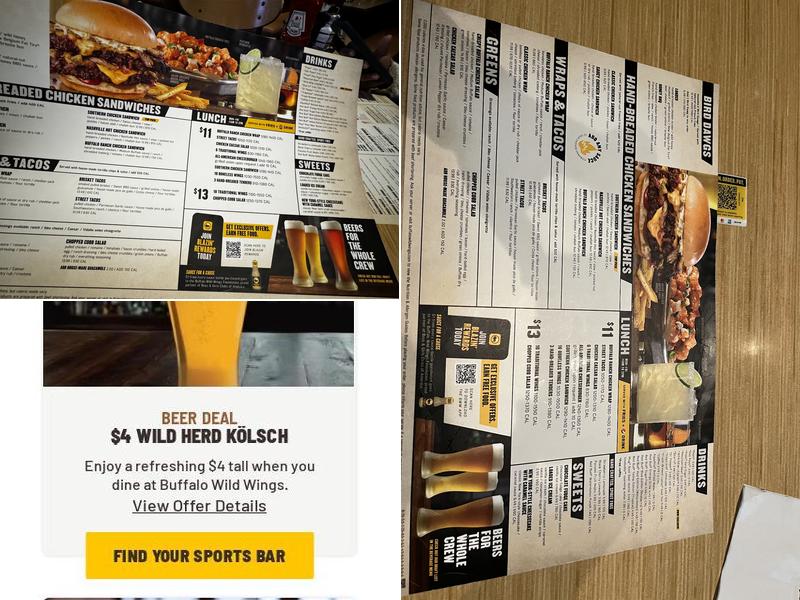 Buffalo Wild Wings Menu