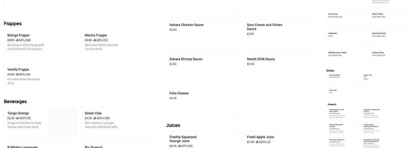 The Top Chicken Menu