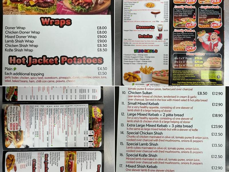 Angies Kebab Dagenham Menu