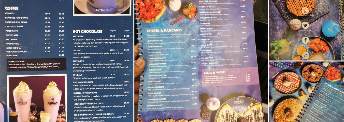The Urban Chocolatier Ilford Menu