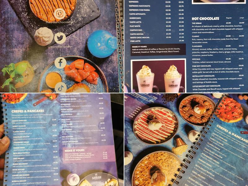 The Urban Chocolatier Ilford Menu