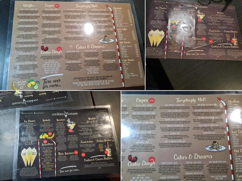 Cookies and Cream Menu