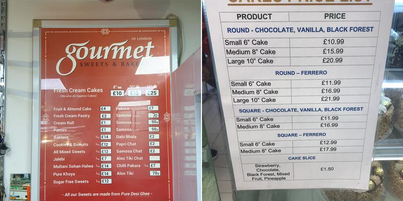 Original Gourmet of Lahore Bakers & Sweets Menu