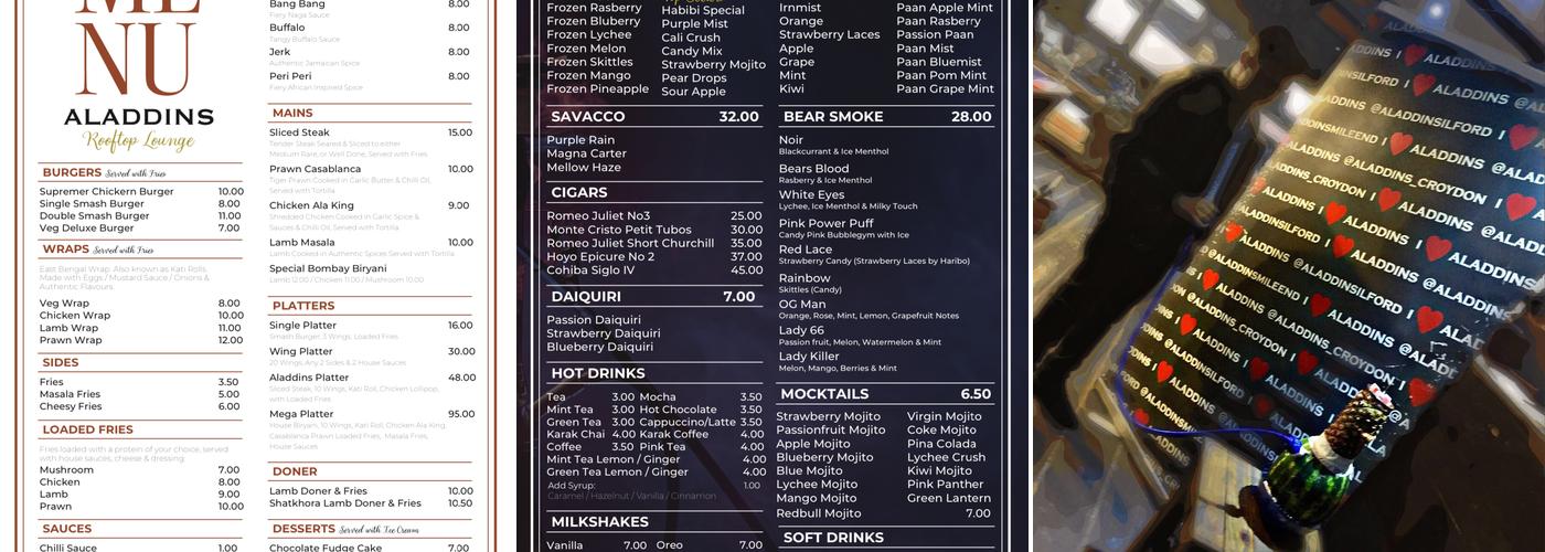Aladdins Menu
