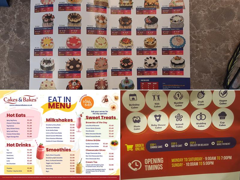 Cakes and Bakes - Goodmayes Menu