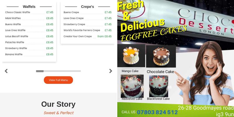 Choco Desserts London Menu