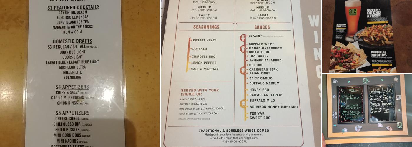 Buffalo Wild Wings Menu