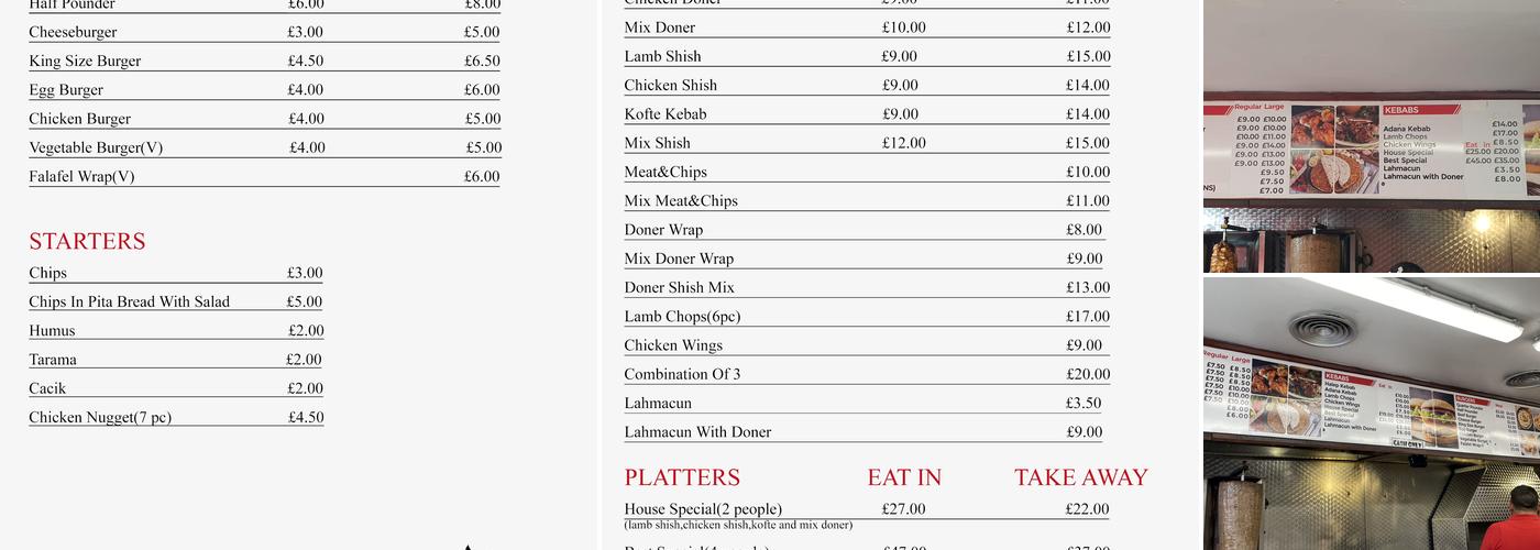 Best Turkish Kebab East Ham Menu