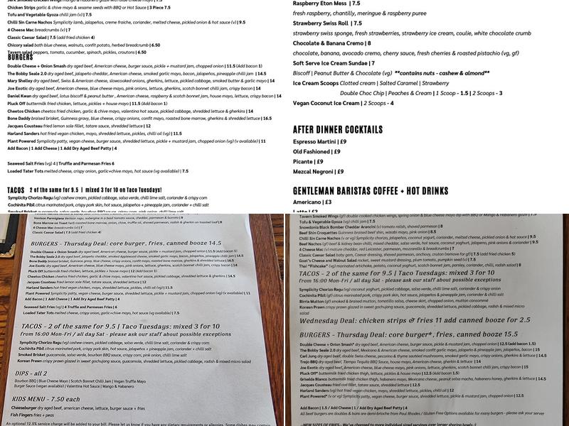 Leytonstone Tavern Menu