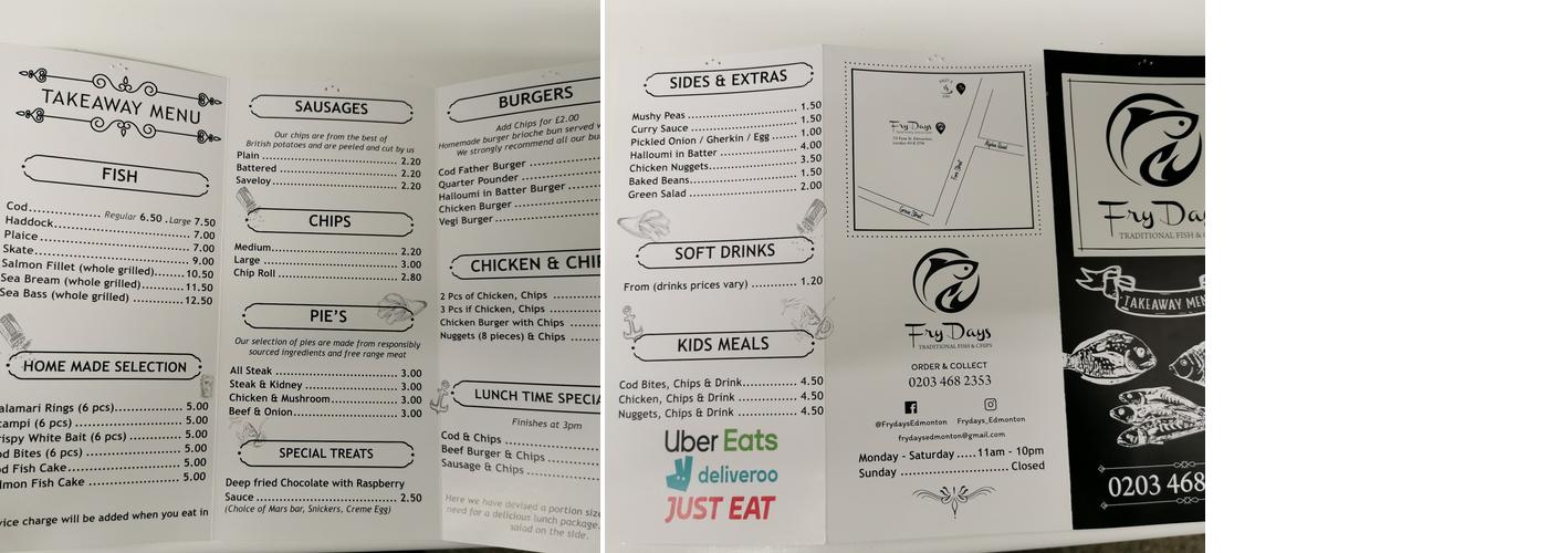 Fry-Days Fish & Chicken Menu