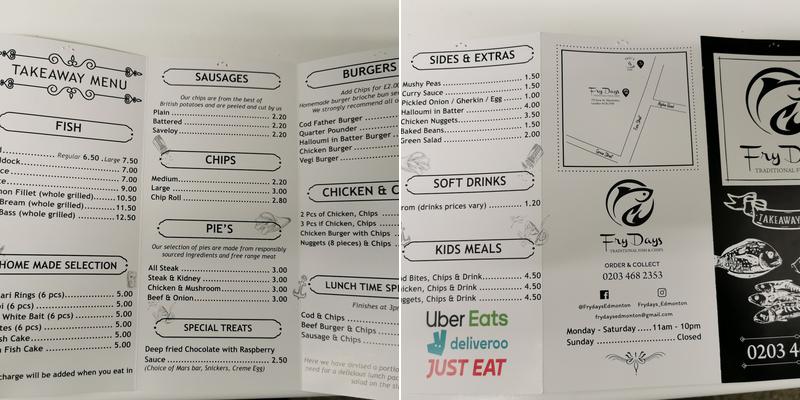 Fry-Days Fish & Chicken Menu