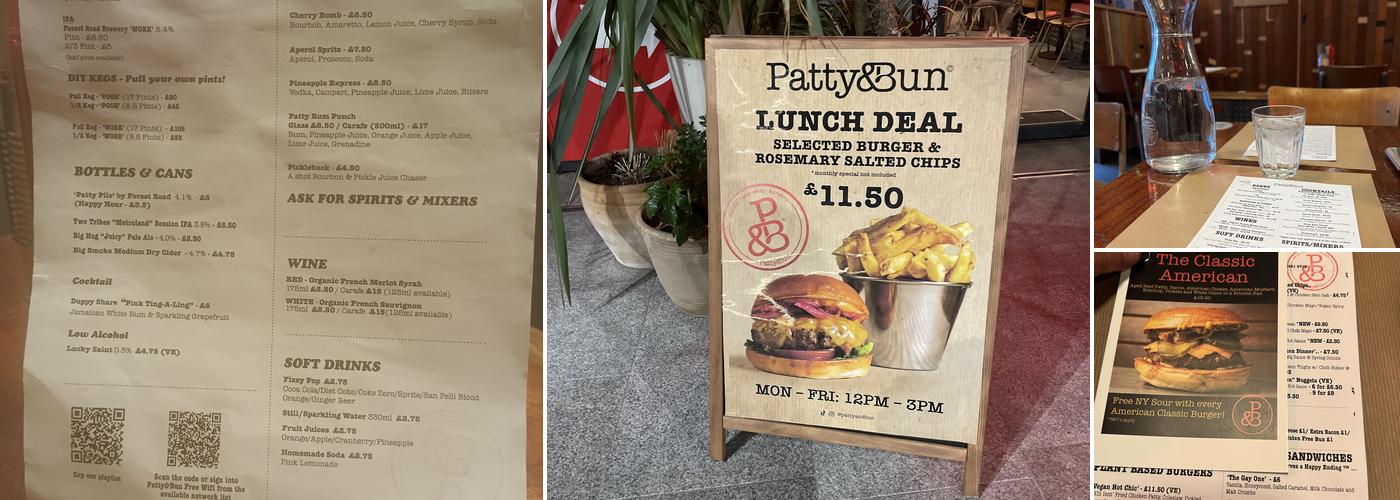 Patty&Bun - Canary Wharf Menu