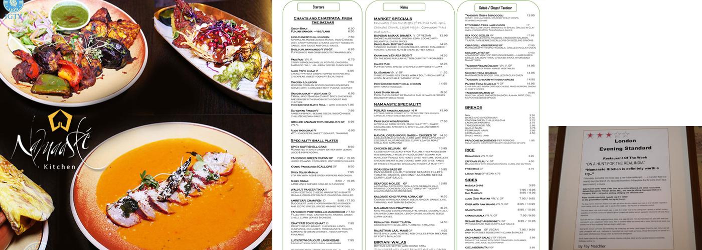 Namaaste Kitchen Menu