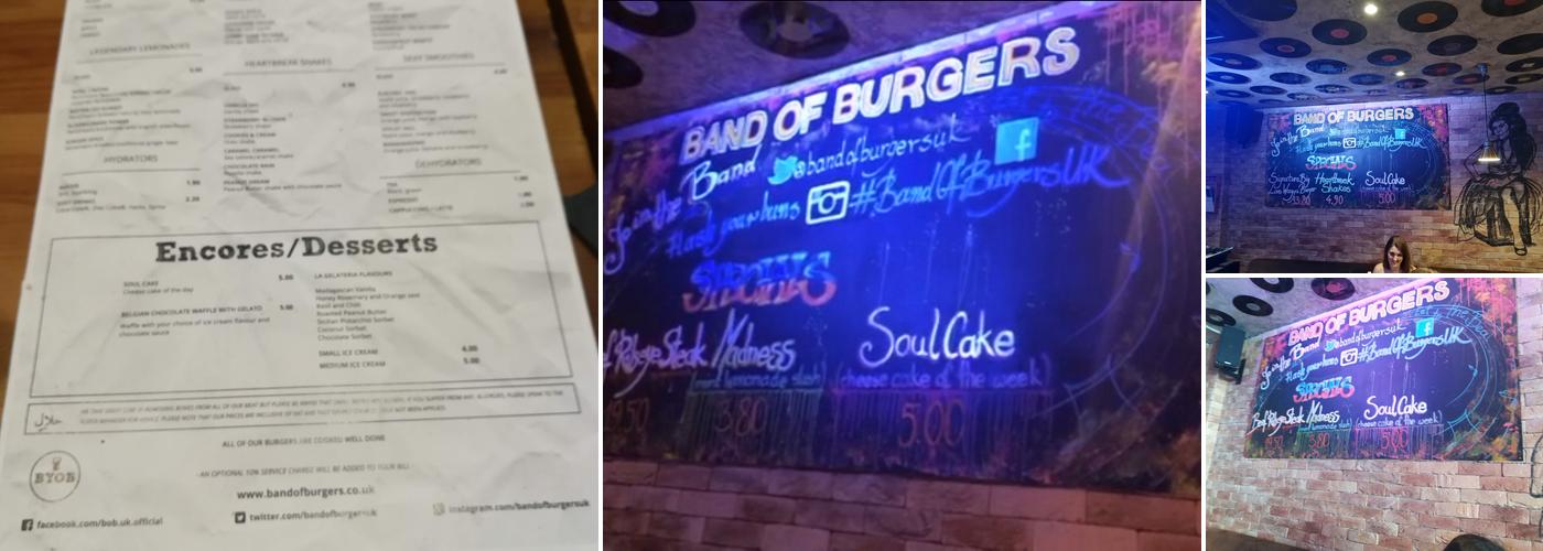 Band of Burgers, Camden Menu
