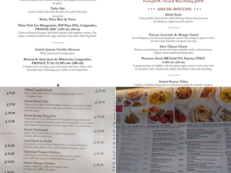 Light Of India Menu
