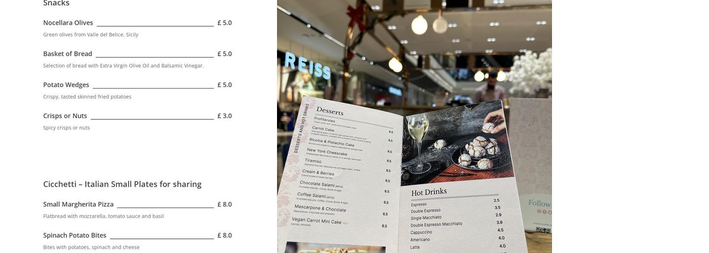 Prosecco Caffè Menu