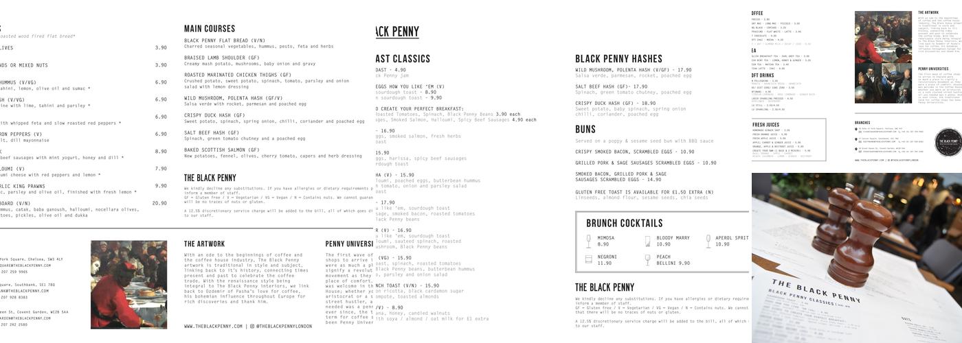 The Black Penny Menu