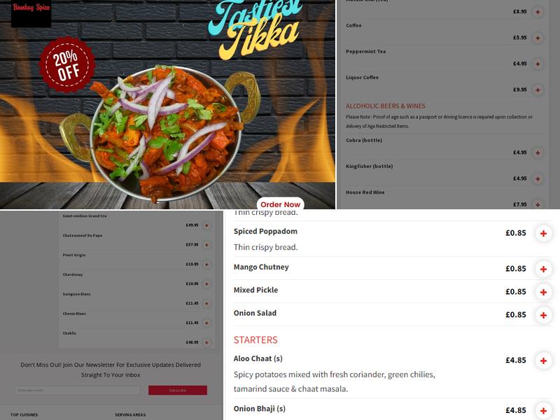 Bombay Spice Marylebone Menu