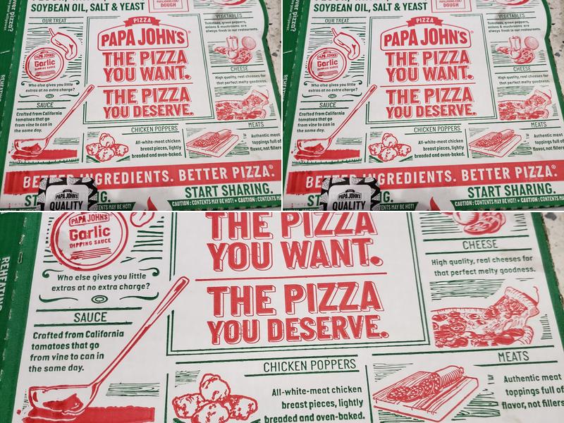Papa Johns Pizza Menu