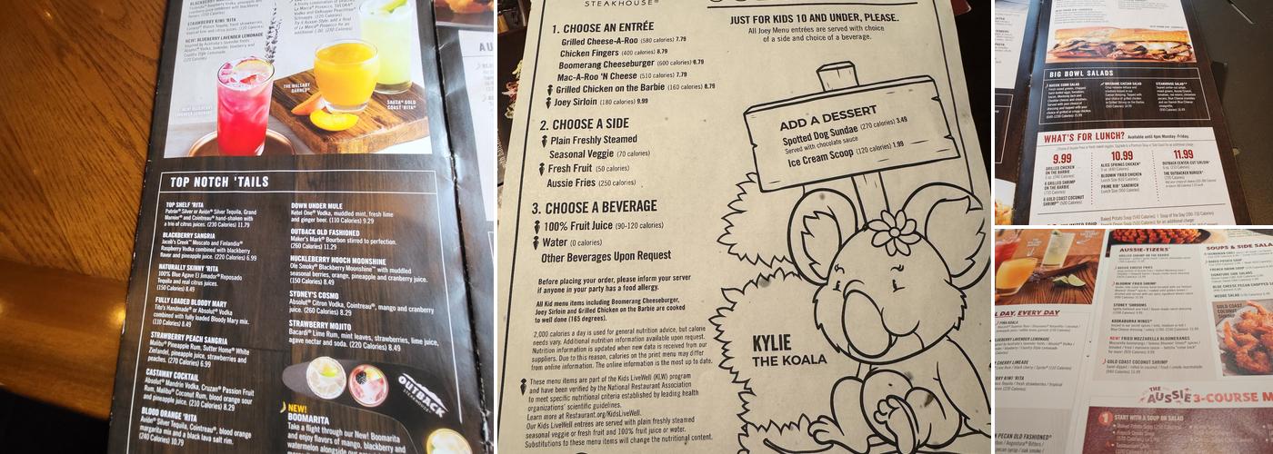 Outback Steakhouse Menu