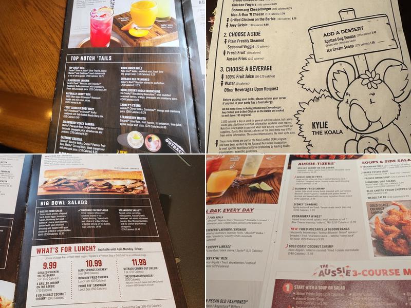 Outback Steakhouse Menu