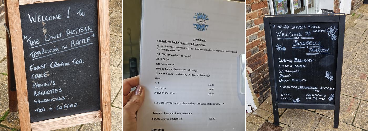 Bluebells Tearoom Menu