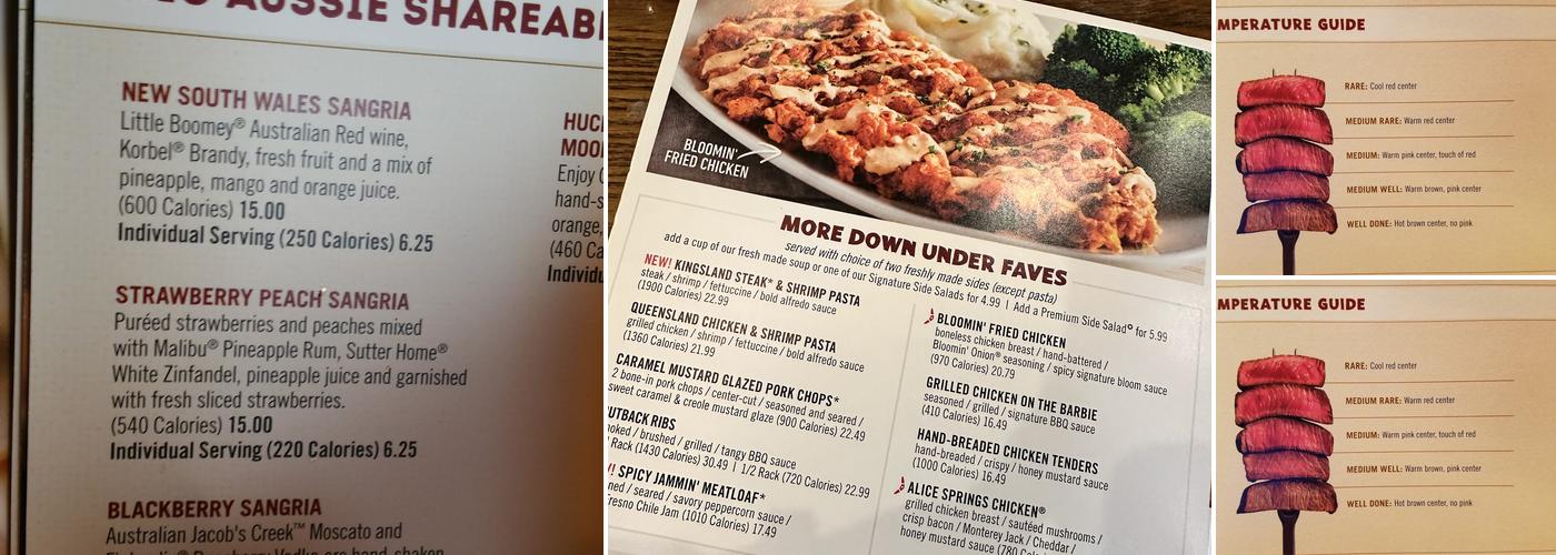 Outback Steakhouse Menu