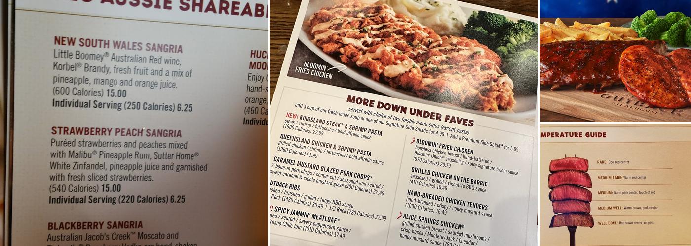 Outback Steakhouse Menu