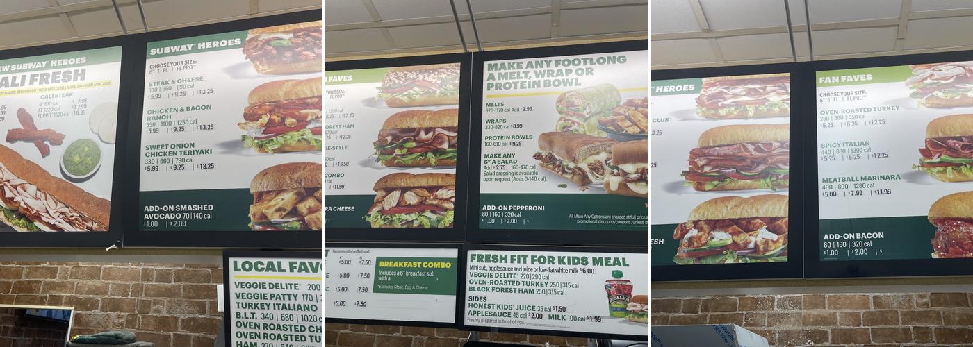Subway Menu