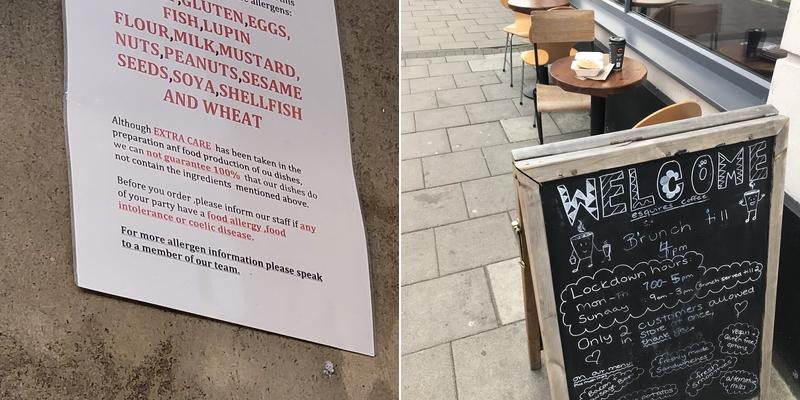 Esquires Coffee Guildford Menu