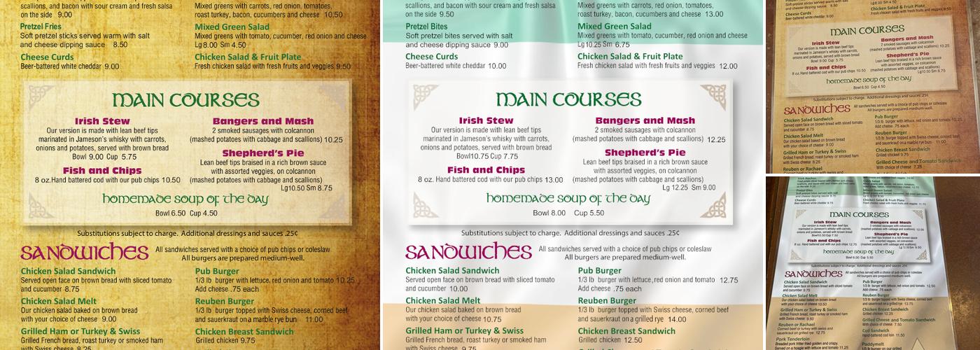 The Olde Triangle Pub Menu