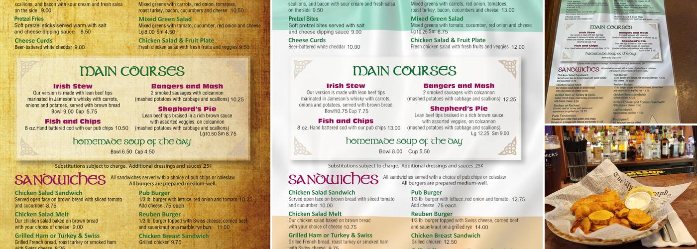 The Olde Triangle Pub Menu