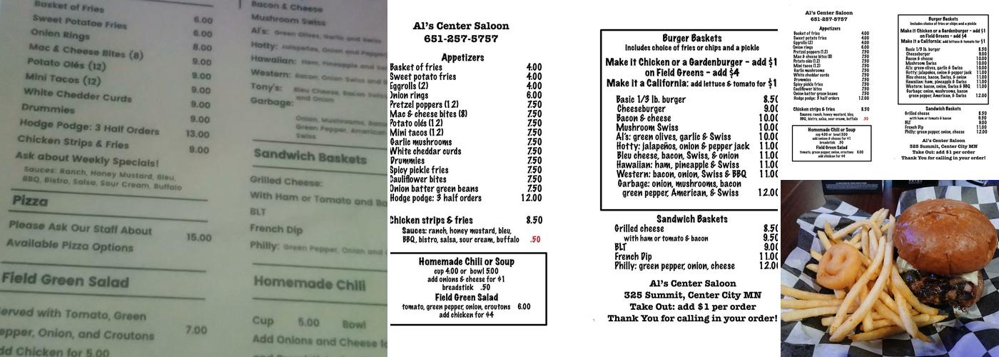 Tony's Bar and Grill Menu