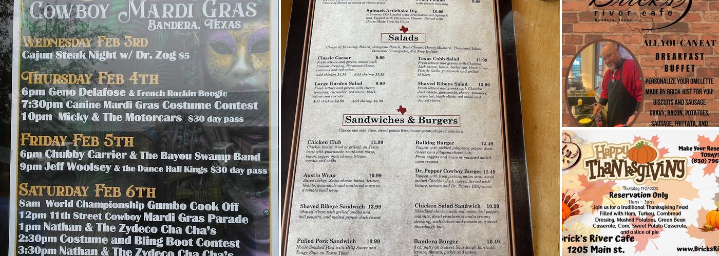 Brick's River Cafe Menu