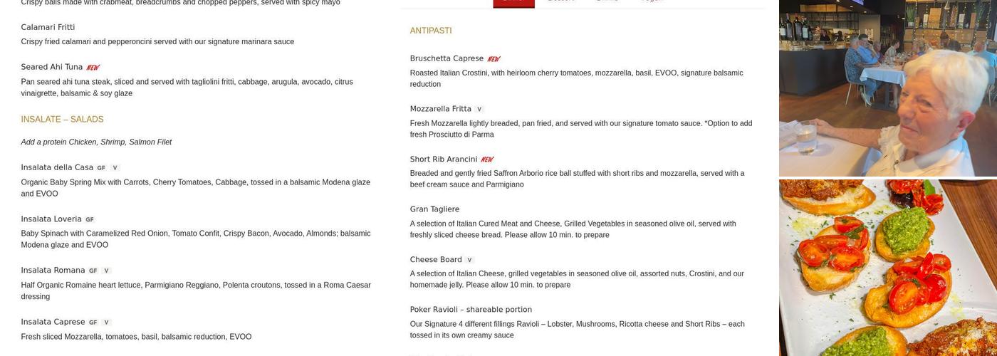 Loveria Caffè Taste Of Italy Menu