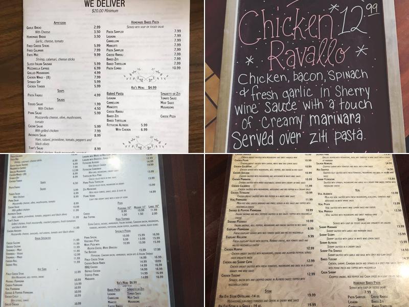 Prima Pasta Menu