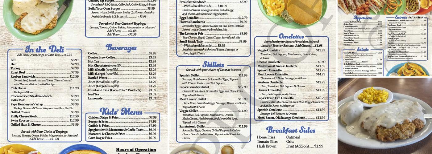 Papa's Cafe Menu