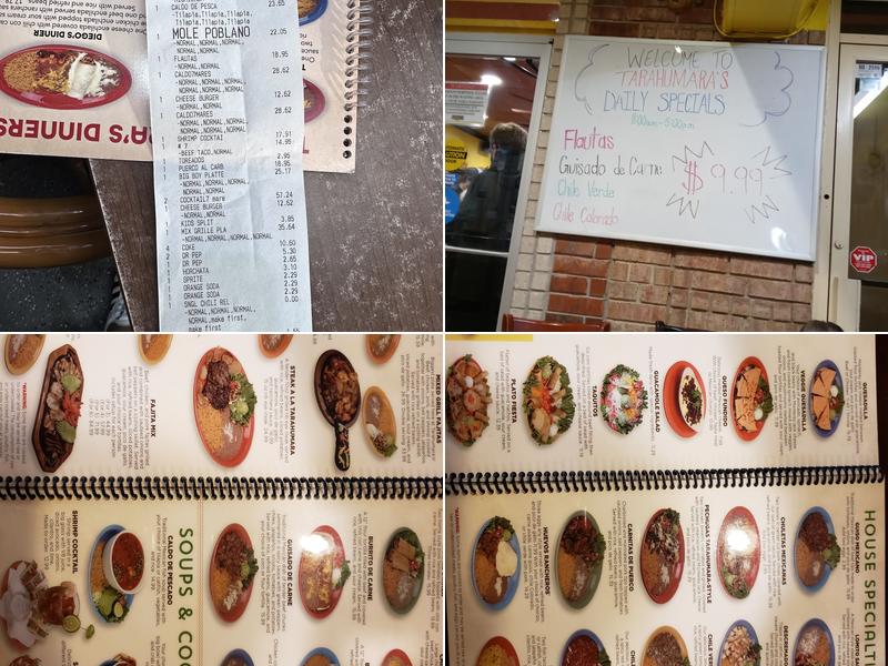 Tarahumara's Méxican Cafe & Cantina Menu