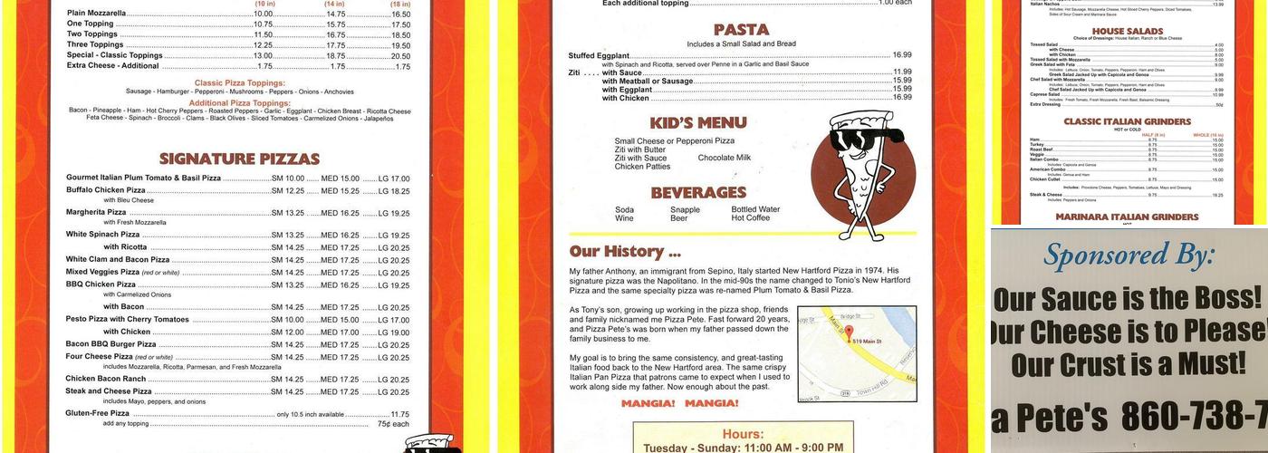 Pizza Pete's Menu