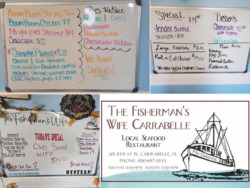 The Fisherman's Wife Carrabelle Menu