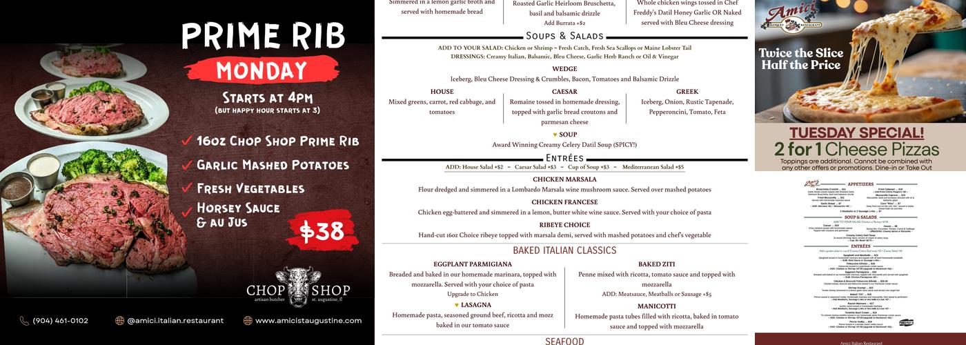 Amici Italian Restaurant Menu