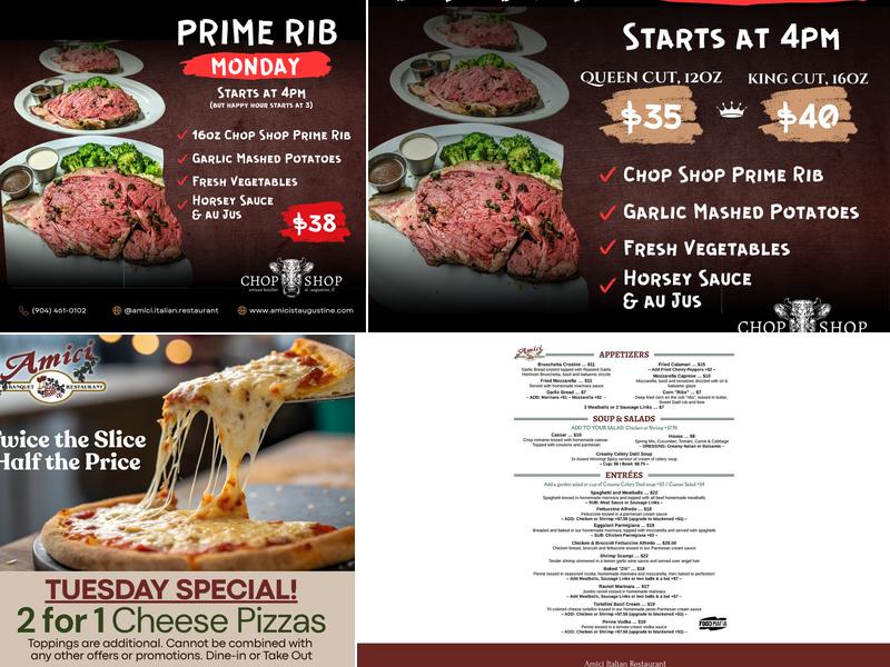 Amici Italian Restaurant Menu