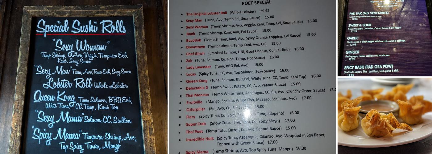 Drunken Poet Cafe Thai Bistro & Sushi Bar Menu
