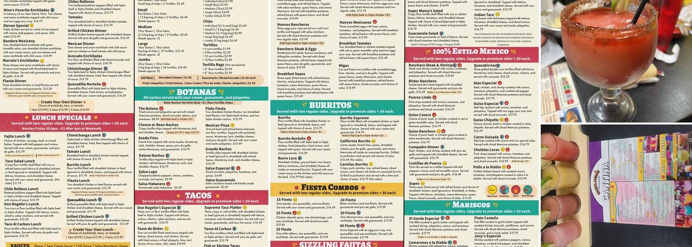 Chelino's Mexican Restaurant (8966 South Western, OKC) Menu