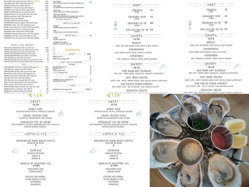 The Whelk Menu