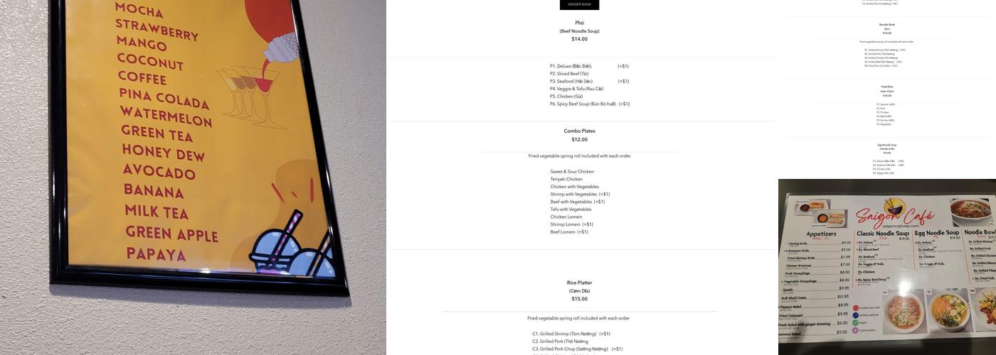Saigon Café Menu