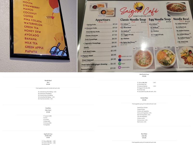 Saigon Café Menu