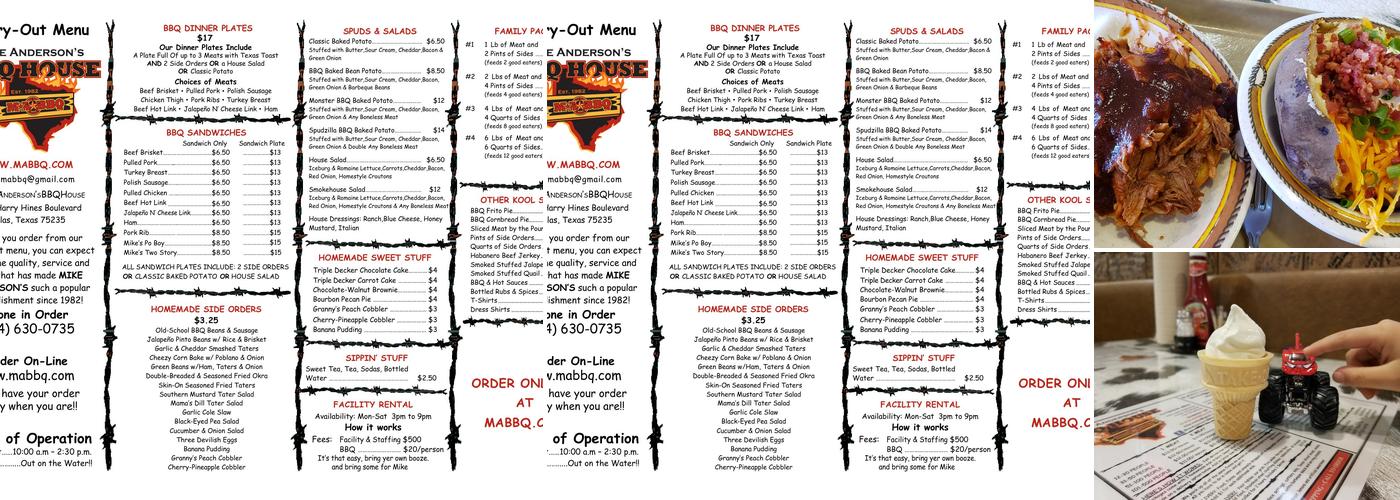 Mike Anderson's Barbeque House & Catering Company Menu