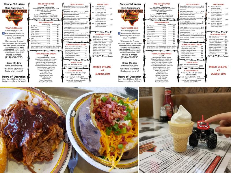 Mike Anderson's Barbeque House & Catering Company Menu