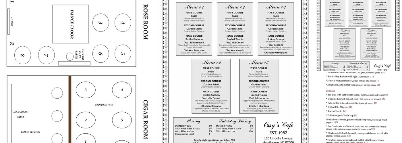 Ossy's Cafe Menu